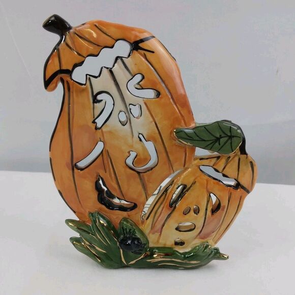 Blue Sky Corp Other - Vtg Blue Sky Heather Goldminc Halloween Tealight Holder Pumpkin Jack O Lantern